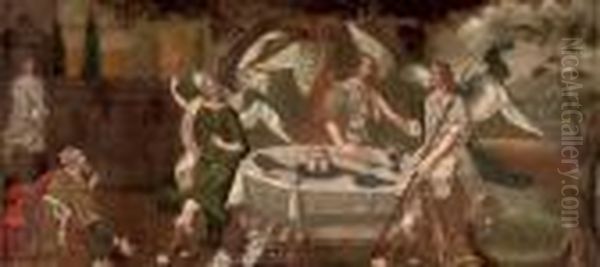 Abraham And The Three Angels Oil Painting by Hendrik van Balen