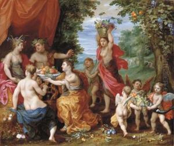 Ceres, Bacchus And Venus Oil Painting by Hendrik van Balen