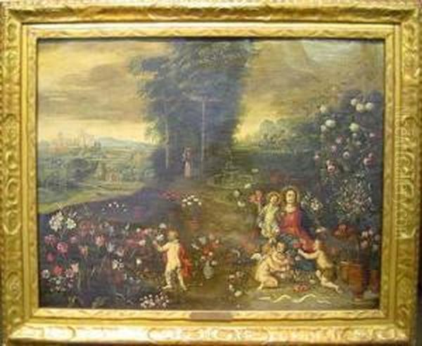 Madonna And Child With John The Baptist Oil Painting by Hendrik van Balen