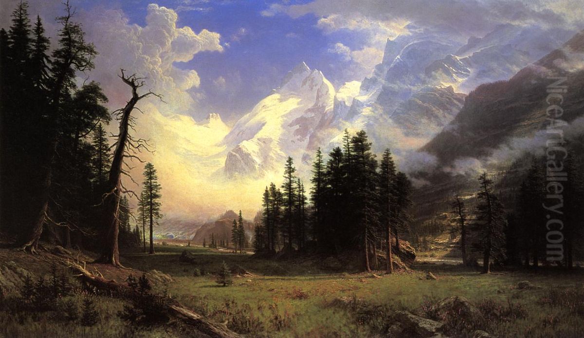 The Morteratsch Glacier Upper Engadine Valley Pontresina Oil Painting by Albert Bierstadt