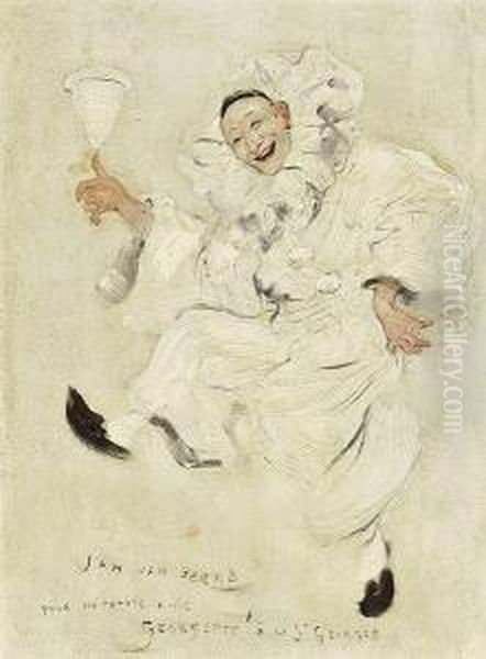 Pierrot Oil Painting by Jan van Beers