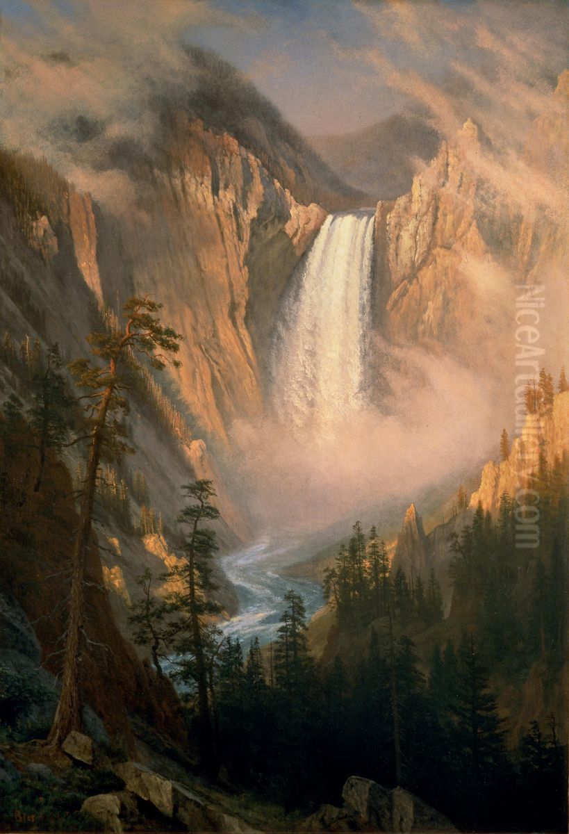 Yellowstone Falls Oil Painting by Albert Bierstadt