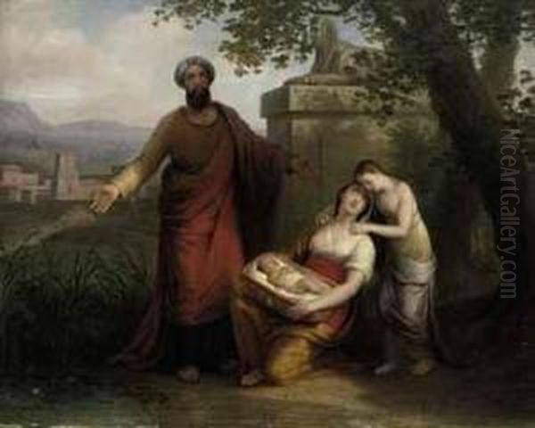 The Abandonment Of Moses Oil Painting by Mathieu Ignace van Bree