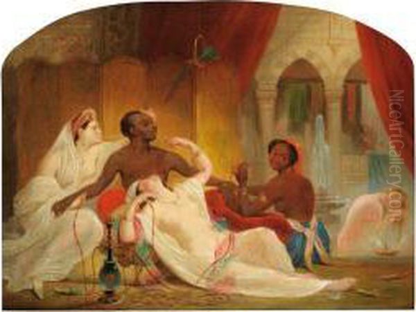 Scene De Harem Oil Painting by Philippe Jacques Van Bree