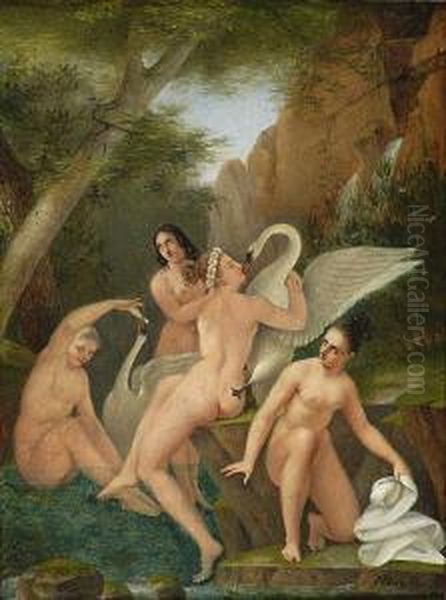 Leda Et Le Cygne Oil Painting by Philippe Jacques Van Bree