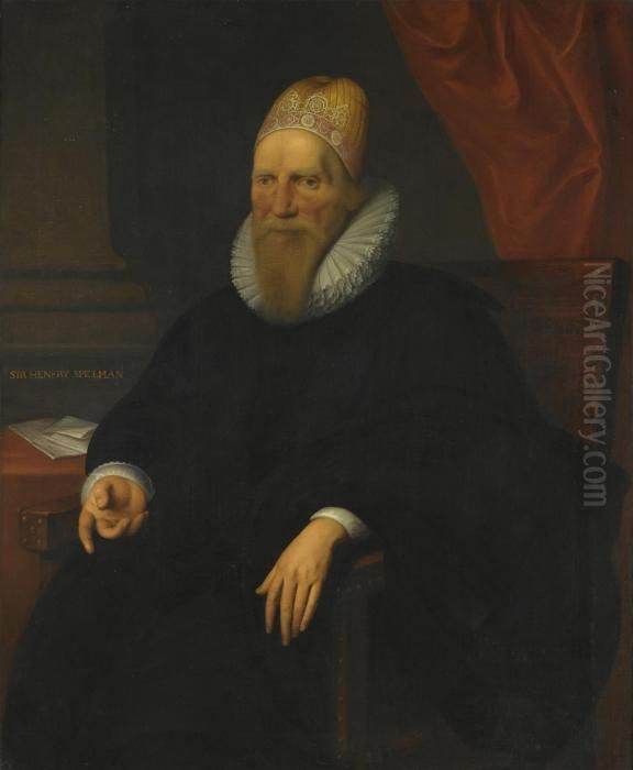Sir Henry Spelman Oil Painting by Cornelius Jonson