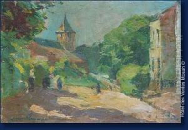 Vue De Village Oil Painting by Jean Van Cleemput