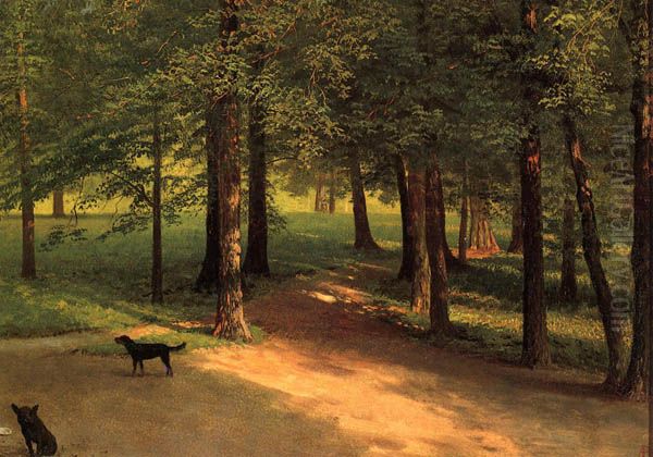 Irvington Woods Oil Painting by Albert Bierstadt