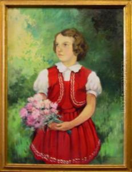 Jong Meisje Oil Painting by Jean Van Crombrugge