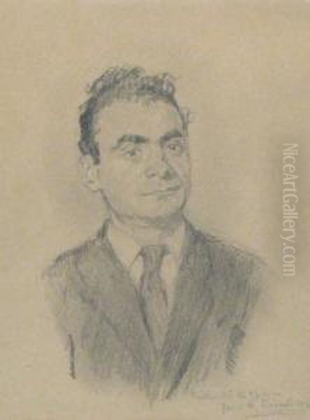 Dr.oprescu's Portrait Oil Painting by Jean Van Crombrugge