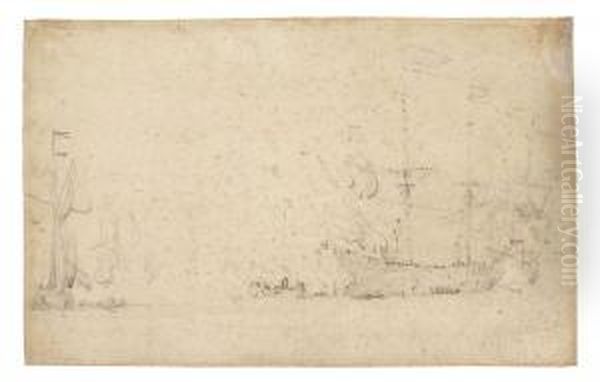 A Fleet Of Men O' War And Yachts In A Fresh Breeze Oil Painting by Willem van de, the Elder Velde