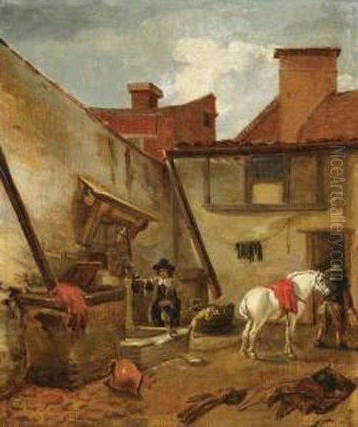 Absatteln Impferdehof Oil Painting by Hendrick Van Der Burgh