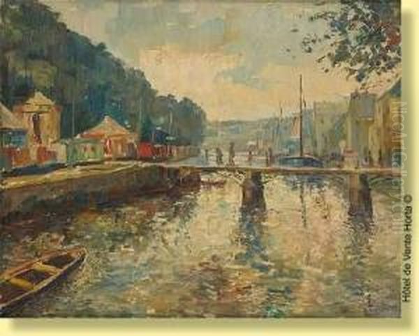 L'odet A Quimper Oil Painting by Berroni Van Der Gheynst