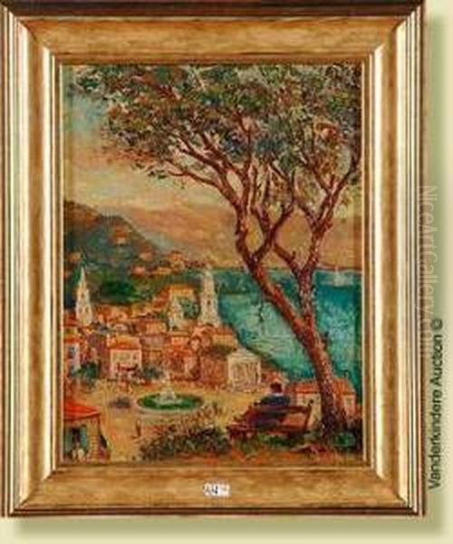 Vue De Cagens-sur-mer Depuis Un Belvedere Oil Painting by Berroni Van Der Gheynst