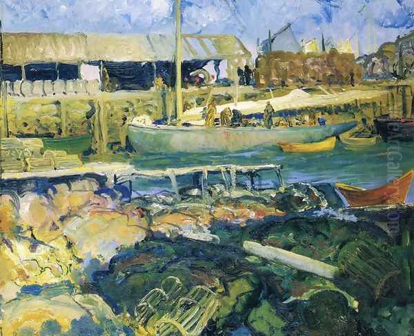 The Fish Wharf Matinicus Island Oil Painting by George Wesley Bellows