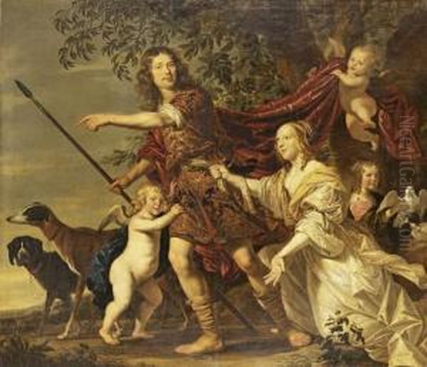 Portrait Of A Lady And A Gentleman As Venusand Adonis Oil Painting by Jacob Fransz van der Merck