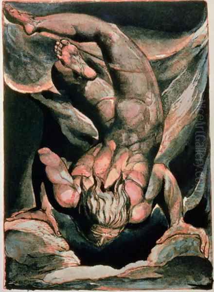 The First Book of Urizen- Man floating upside down, 1794 Oil Painting by William Blake