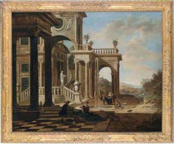 Due Capricci Architettonici Oil Painting by Jan Baptist Van Der Straeten