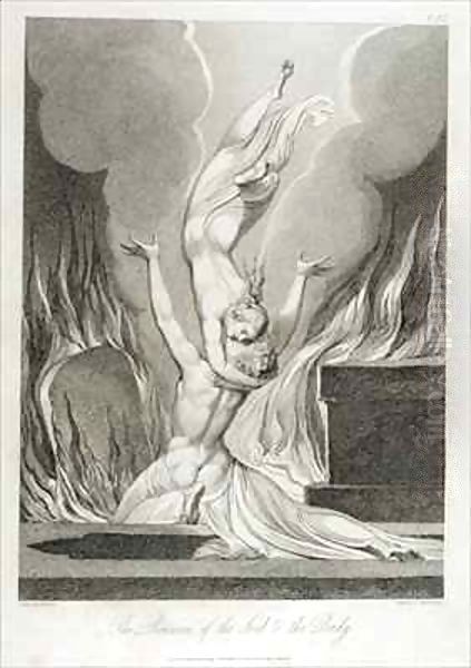 The reunion of the soul and the body (The re-union of soul and body) Oil Painting by William Blake