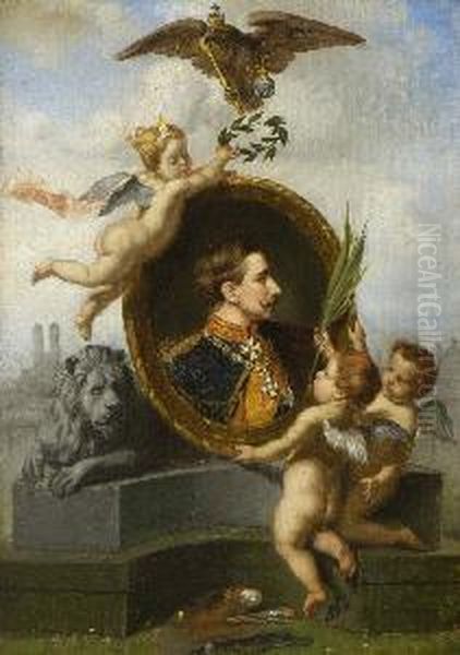 Munchen Huldigt Kaiser Wilhelm Ii. Oil Painting by Lucia Mathilde Van Gelder