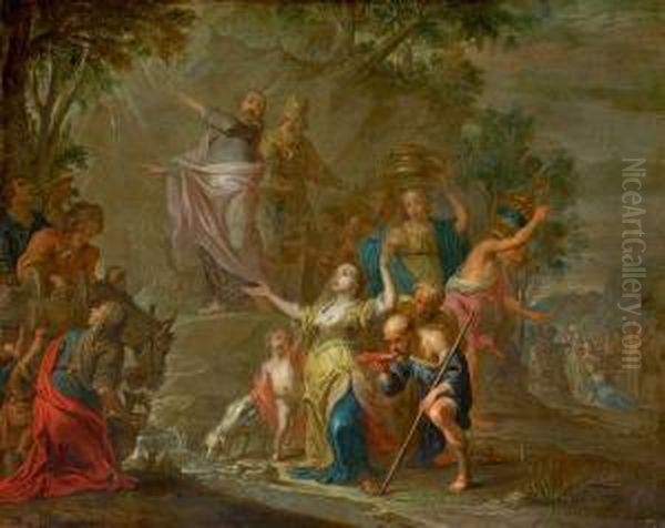 Le Frappement Du Rocher Oil Painting by Willem van, the Elder Herp