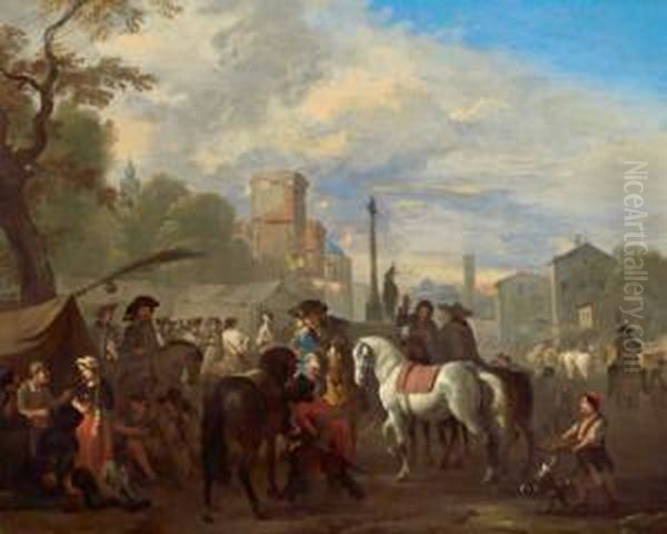 Mercato Romano Oil Painting by or Huchtenburgh, Jan van Huchtenberg