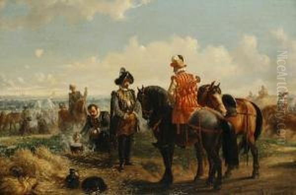 Before The Battle Oil Painting by A. Jules Van Imschoot