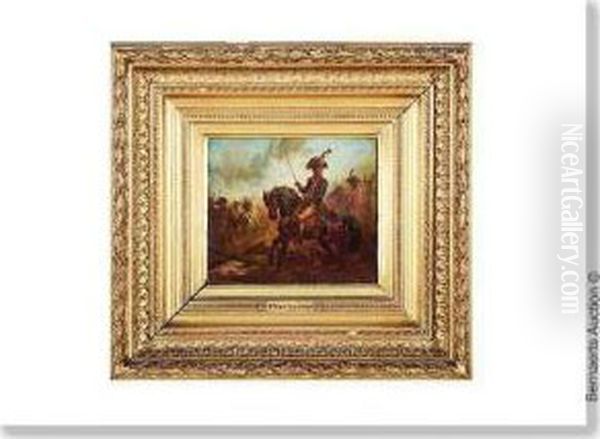 'revolution De Flandres' Panneau. Oil Painting by A. Jules Van Imschoot