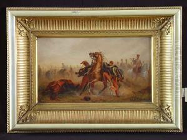 Husaren In Der Schlacht Oil Painting by A. Jules Van Imschoot