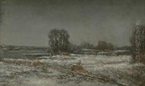 Winterscape Oil Painting by Henri Van Lerven