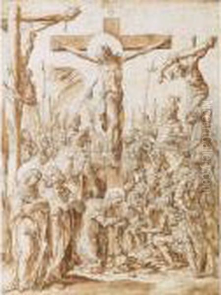 The Crucifixion Oil Painting by Aertgen van Leyden