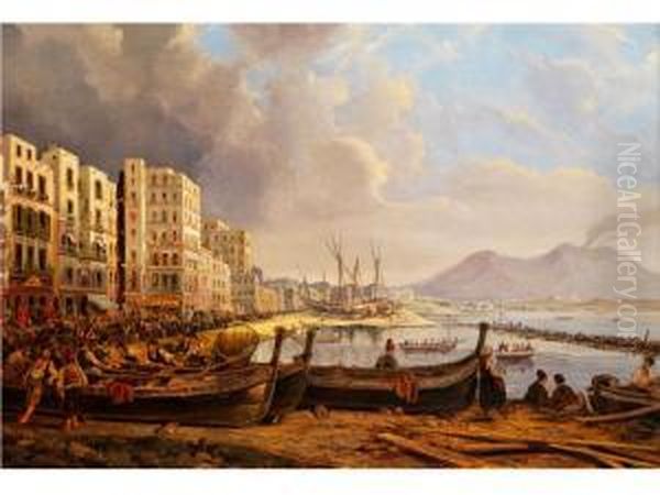Die Marinella-kuste In Napoli Mit Hoher
Hauserzeile Links Am Ufer Oil Painting by Pieter Van Loon