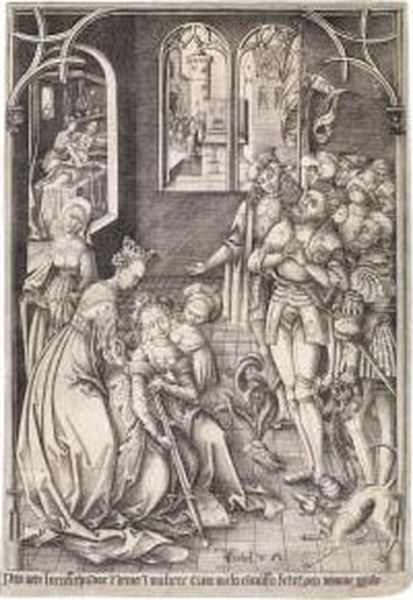 Lucretia - Der Selbstmord Der Lucretia Oil Painting by Israhel Van Meckenem