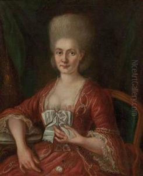 Portrait Einer Jungen Vornehmen Dame Oil Painting by Ircle Of Martin Van Mytens