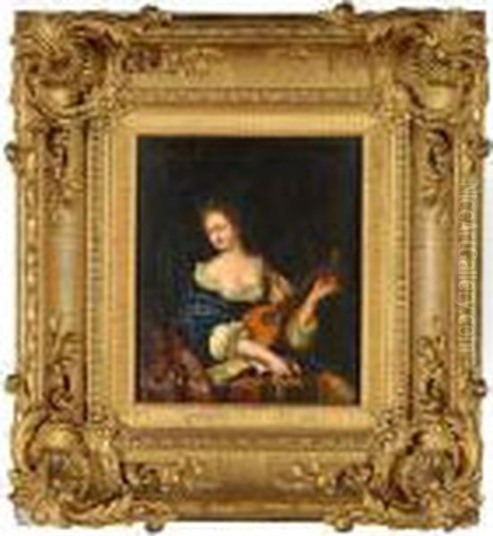 Femme A La Guitare Oil Painting by Willem Van Mieris Leiden
