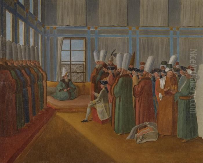 Reception Of A European Ambassador With The Grand Vizier Oil Painting by Jan-Baptiste Vanmour