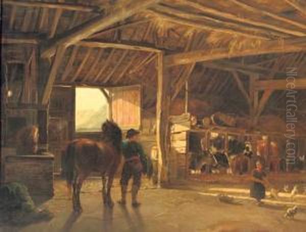 In The Barn Oil Painting by Pieter Frederick Van Os
