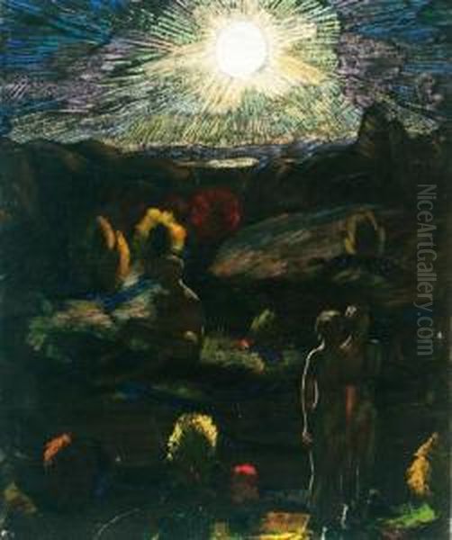 Songs Of The Earth And Of The Sun Oil Painting by Dearing Van Perrine