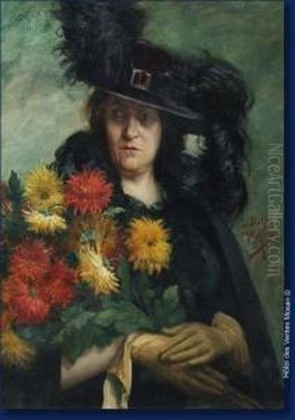 Femme Au Bouquet De Fleurs Oil Painting by Dolf van Roy