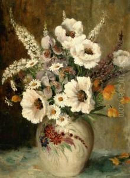 Rijswijk Bloemstilleven. Gesigneerd Oil Painting by Johanna Bastiana Van Ryswyck