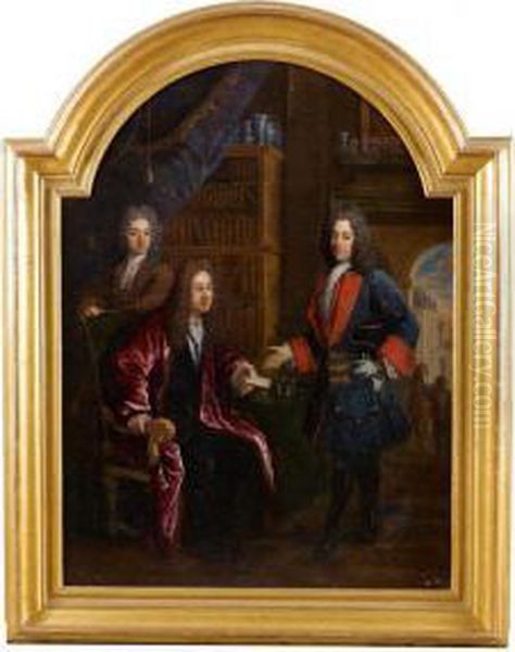 Gentilhomme Recevant Une Missive Dans Sa Bibliotheque Oil Painting by Jacob Souppen Van Van Schuppen