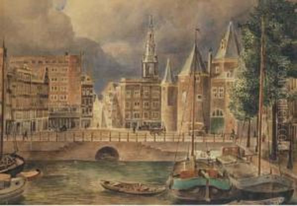 A View Of The Nieuwmarkt, Amsterdam Oil Painting by Gerrit Willem Van Yperen