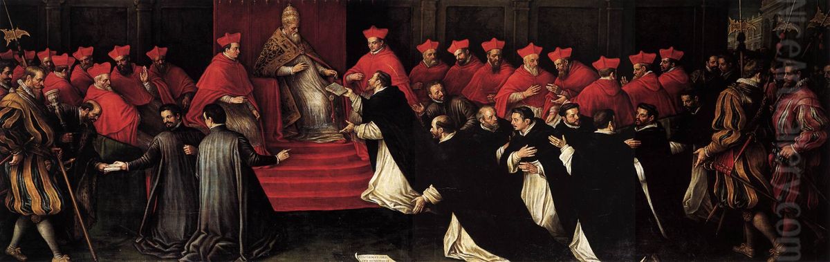 Honorius III Approving the Rule of St Dominic in 1216 Oil Painting by Leandro Bassano