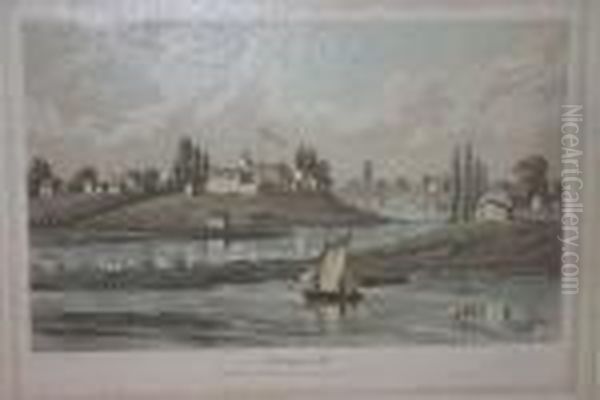 With A View Of Ft. Dearborn And John Kinzie'sresidence Oil Painting by Raoul Varin