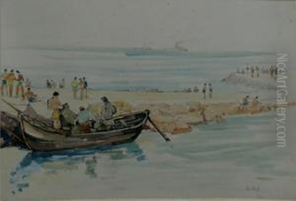 Barci Lamalul Marii Oil Painting by Aurel Vasilescu