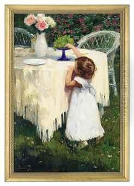 In The Garden Oil Painting by Vladimir Vasilyev