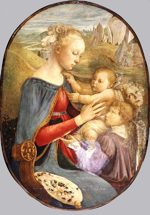 Madonna and Child with Two Angels Oil Painting by Sandro Botticelli