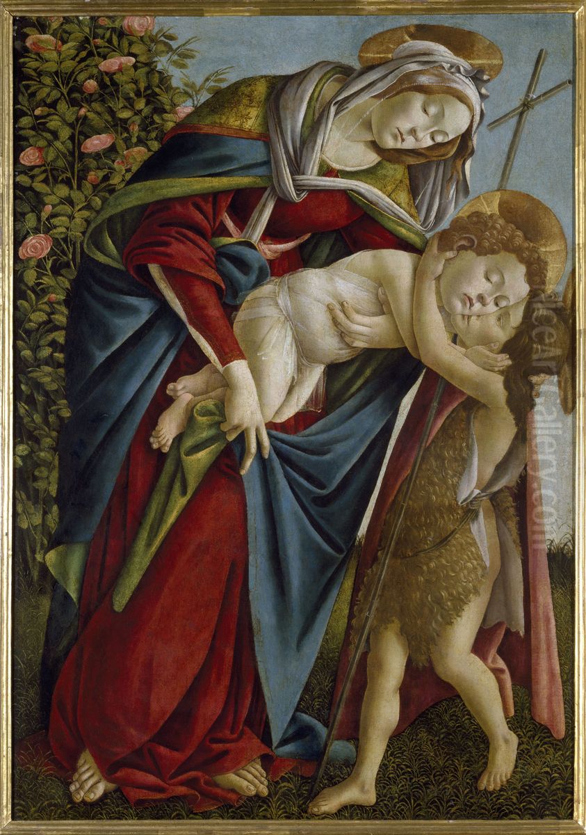 Madonna and Child and the Young St John the Baptist Oil Painting by Sandro Botticelli