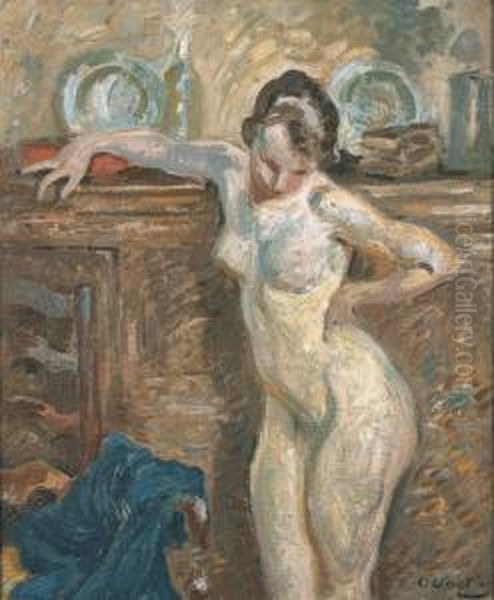 Nu Accoude Oil Painting by Otto Vautier