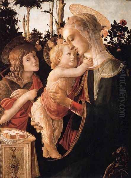 Virgin and Child with Young St John the Baptist Oil Painting by Sandro Botticelli